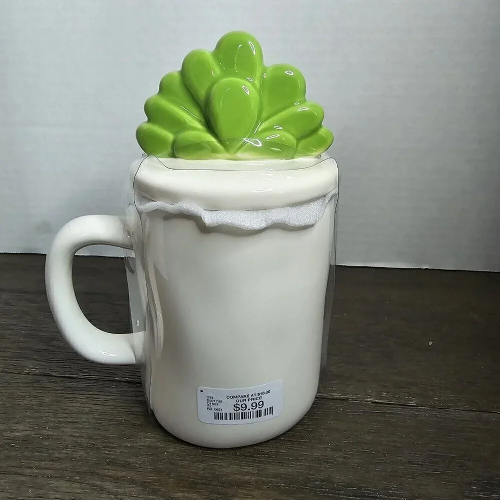 NWT Rae Dunn Artisan Plant A Kiss Mug Succulent Figural Topper 2021